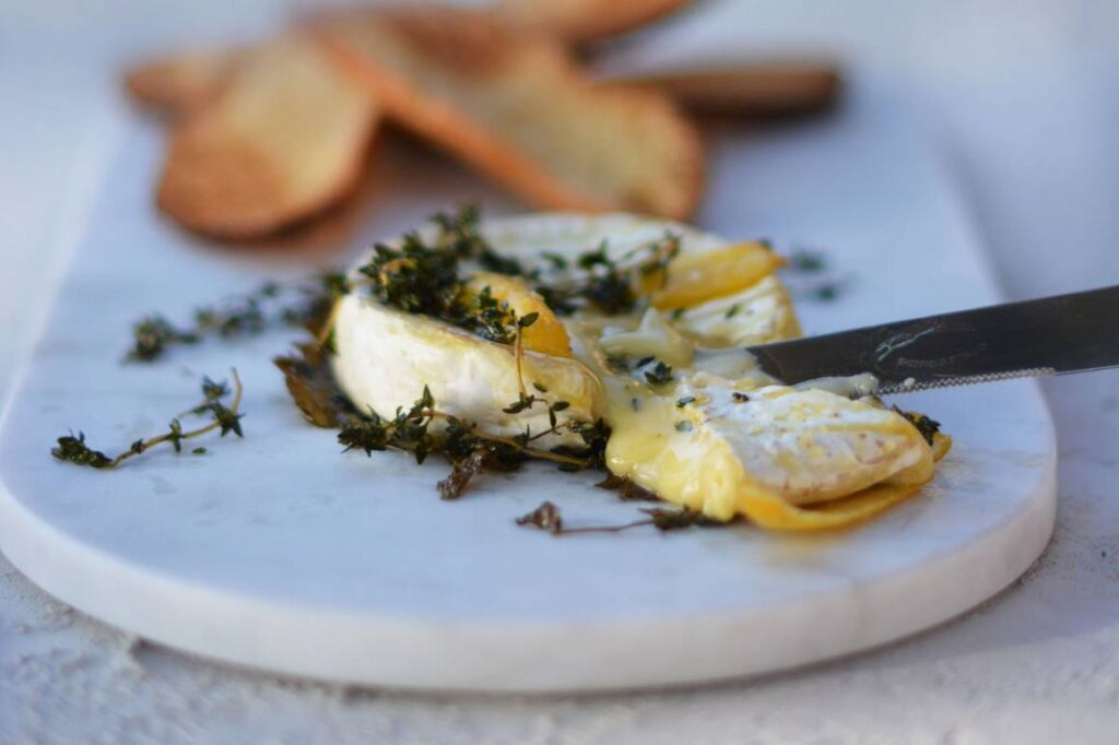 Baked Triple Cream Brie with Lemon and Thyme